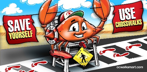 Mr. Crab urges you to Walk Smart!