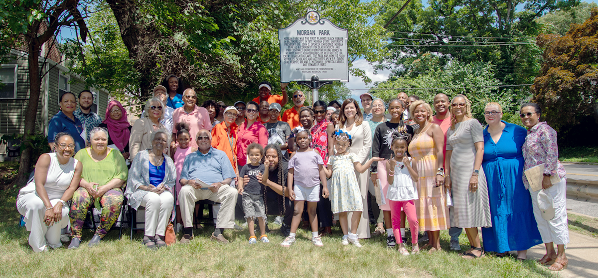 Members of the Morgan Park Improvement Association hosted a celebration today for the formal unveiling of a new roadside historical marker honoring the historic Morgan Park Neighborhood along East Cold Spring Lane.​