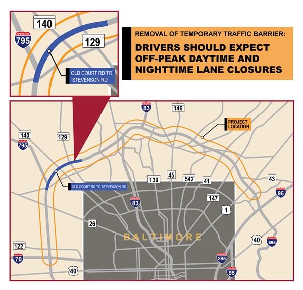 I-695 TSMO traffic shift map