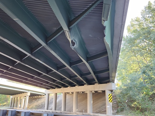 I-70 bridge with damage