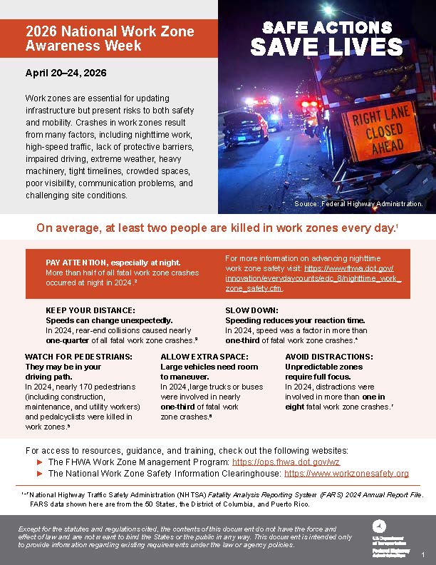 Federal Highway Administration National Work Zone Awareness Week
