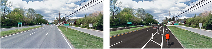 MD 187 before and after bicycle lane improvements