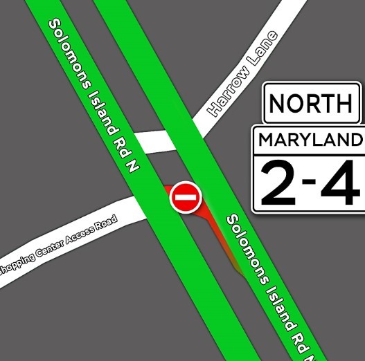 Map of MD 2/4 and Harrow Lane in Prince Frederick