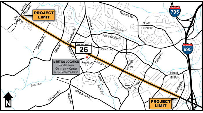 MD 26 Liberty Road meeting location and project limits