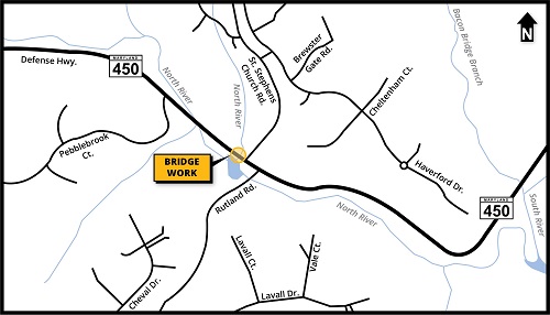 map of MD 450 Over North River