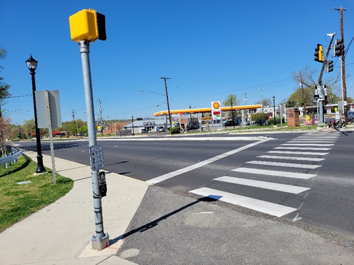 Completed crosswalk improvements at MD 500 and Hamilton Street. SHA photo