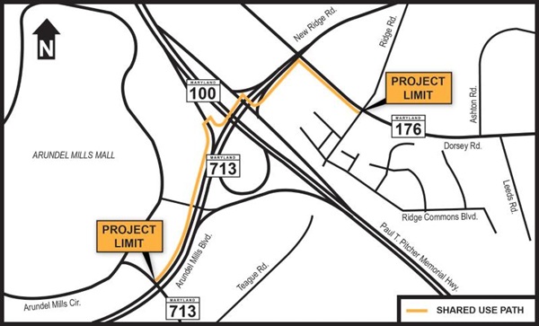 MD 713 shared use path map