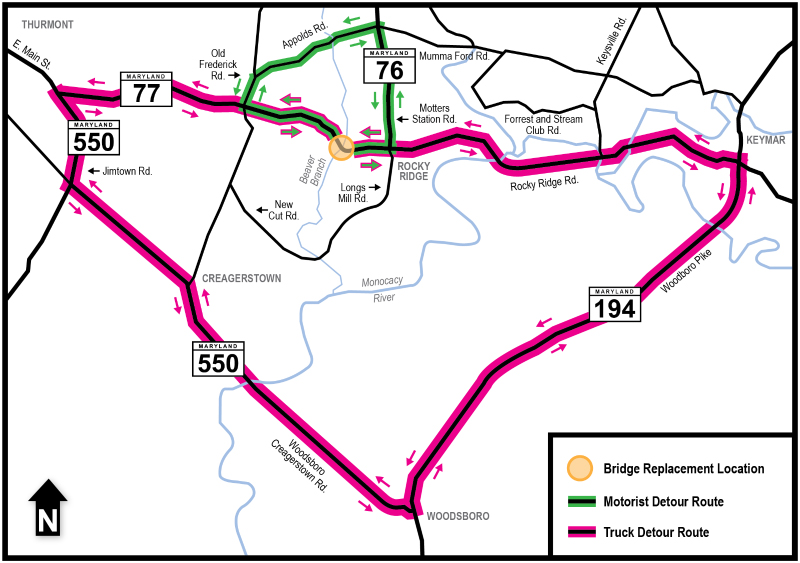 MD 76 Motters Station Road Map