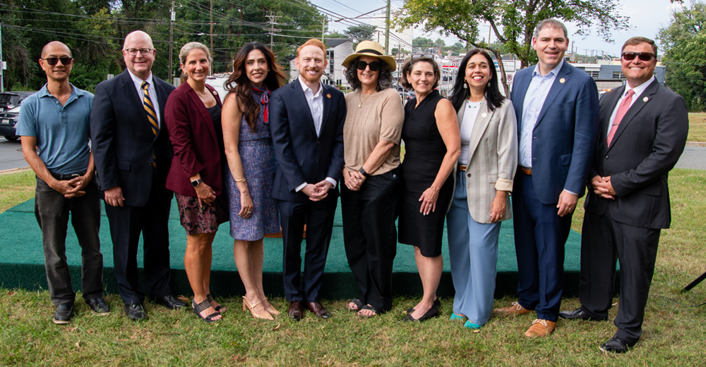 Maryland Department of Transportation Secretary Samantha J. Biddle (fourth from left) and MDOT SHA Administrator Will Pines (far right) join state and local officials and other stakeholders at MD 97