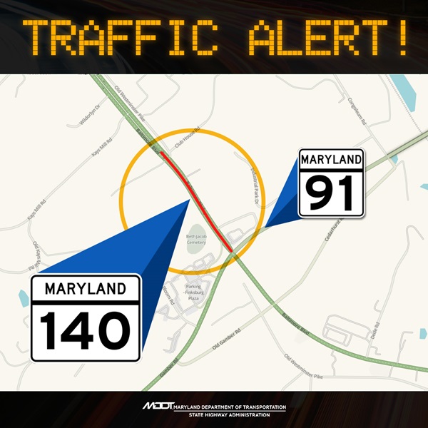 MD 140 at MD 91 traffic alert