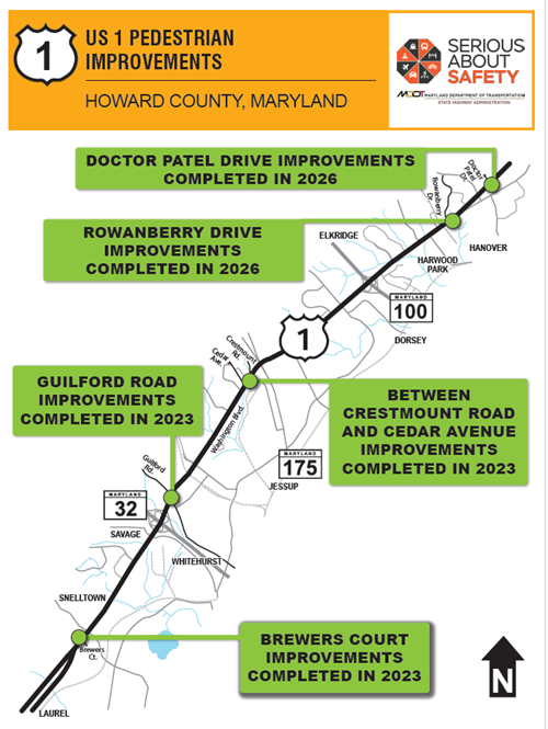 US 1 road improvements in Howard County