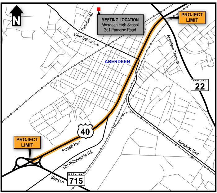 US 40 Pedestrian Safety Action Plan project limits