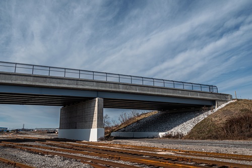 Wharf Road over Freight Railroad and Warehouse Road (Northern bridge)