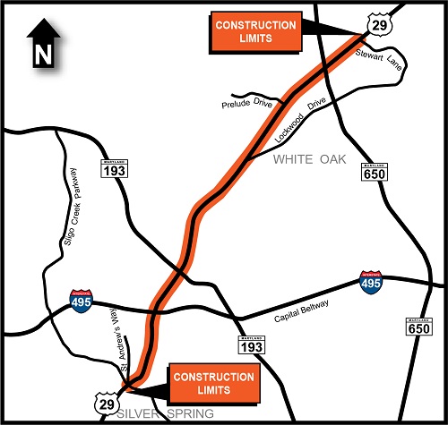 US 29 Colesville Road map